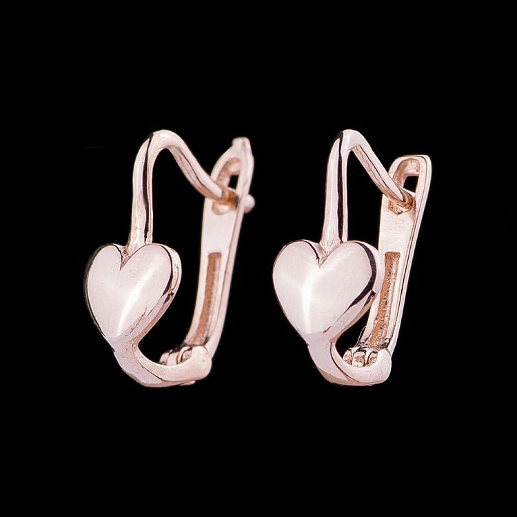 Детские золотые серьги "Сердечки" с04802 от ювелирного магазина Оникс