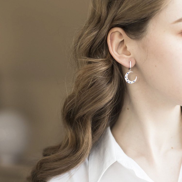 Срібні сережки "Нічна тематика" (фіаніт) 122395 від ювелірного магазину Онікс - 3