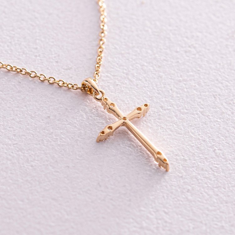 Золоте кольє "Хрестик" з діамантами колб0085са від ювелірного магазину Онікс - 2