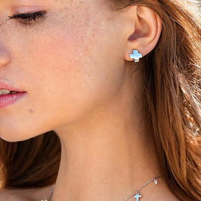 Срібні сережки "Хрестики" 122355