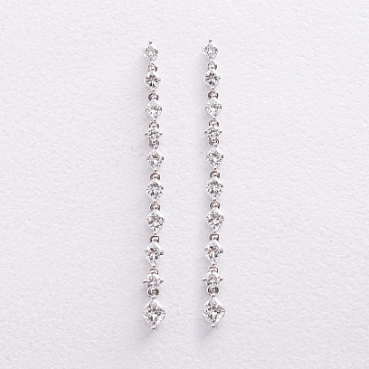 Сережки - пусети в білому золоті (діаманти) сб0699nl №2