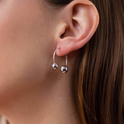 Серьги "Хельга" с шариками (белое золото) с08235 №2