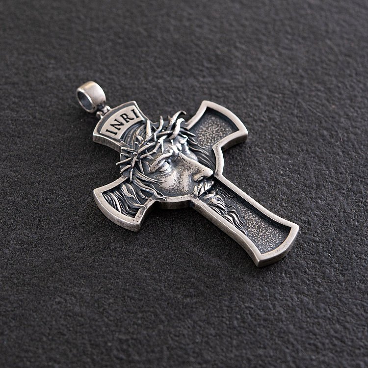 Серебряный крест "Портрет Иисуса Христа в терновом венце" 133171 от ювелирного магазина Оникс - 5