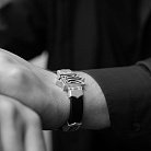 Мужской серебряный браслет "Герб Украины - Тризуб" (кожа, эбен) 1079 от ювелирного магазина Оникс - 6