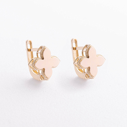 Сережки "Конюшина" в жовтому золоті с09650