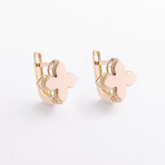 Сережки "Конюшина" в жовтому золоті с09650