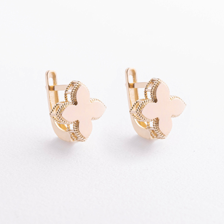 Сережки "Конюшина" в жовтому золоті с09650 від ювелірного магазину Онікс