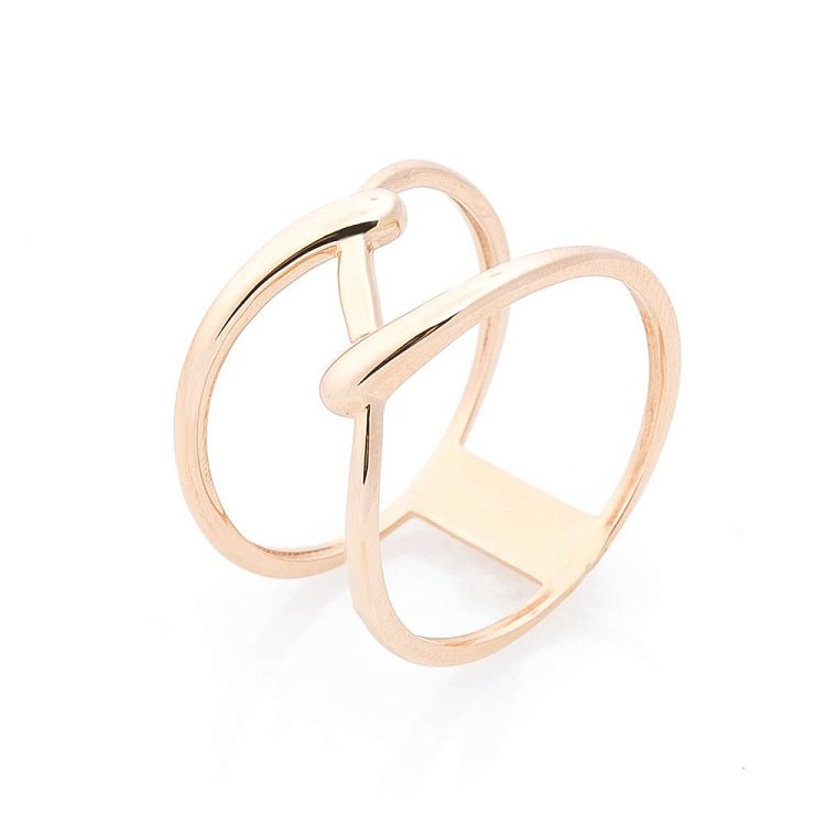 Золота подвійна каблучка к05592 від ювелірного магазину Онікс