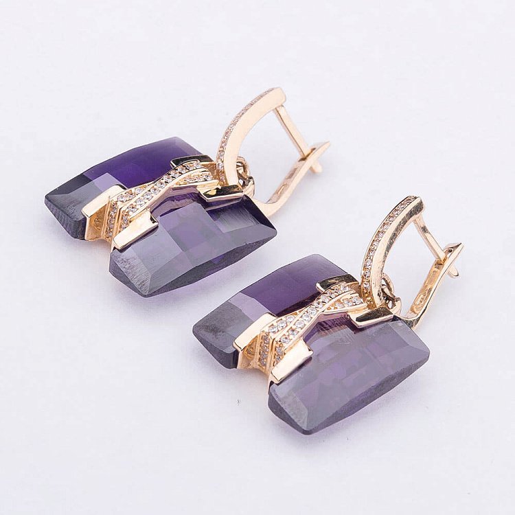 Золоті сережки з фіанітами с03101 від ювелірного магазину Онікс - 2