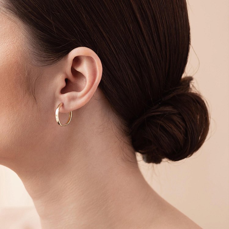 Серьги - кольца в желтом золоте с08330 от ювелирного магазина Оникс - 1