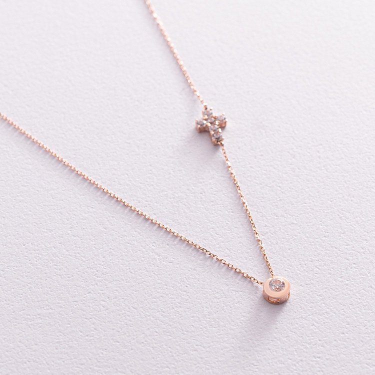 Золоте кольє з хрестиком (фіаніти) кол02113 від ювелірного магазину Онікс