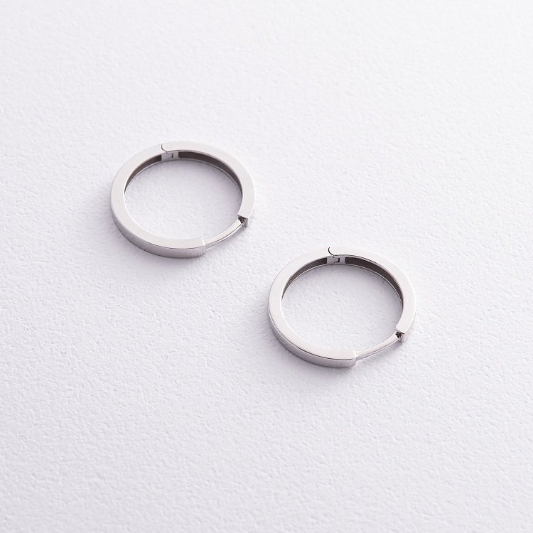 Сережки - кільця в білому золоті с08329 від ювелірного магазину Онікс - 4