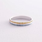 Золотое кольцо "Флаг Украины" с голубыми и желтыми бриллиантами 232321121 от ювелирного магазина Оникс - 4