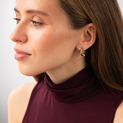 Сережки - кільця "Brigitte" у жовтому золоті с09561 №2