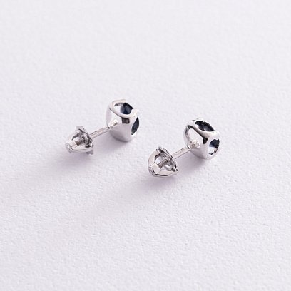 Золотые серьги - пусеты "Флоранс" с сапфирами 22552 №3