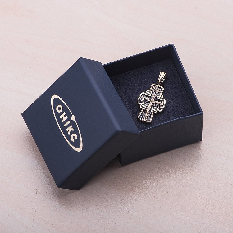 Золотой крест "Распятие Господне. Ангел Хранитель" п02645 от ювелирного магазина Оникс - 5