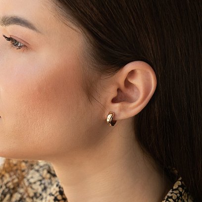 Золоті сережки-кільця без каменів с05029 №2