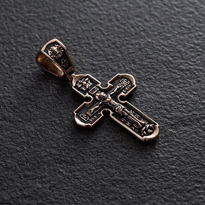 Православный крест с чернением "Распятие Христово. Икона Божией Матери" п03432 №8