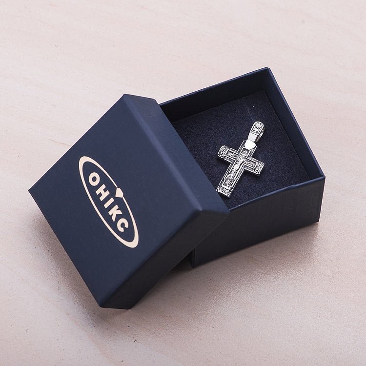 Срібний хрестик "Розп'яття. Молитва до Господа Ісуса Христа" (чорніння) 131543 від ювелірного магазину Онікс - 5