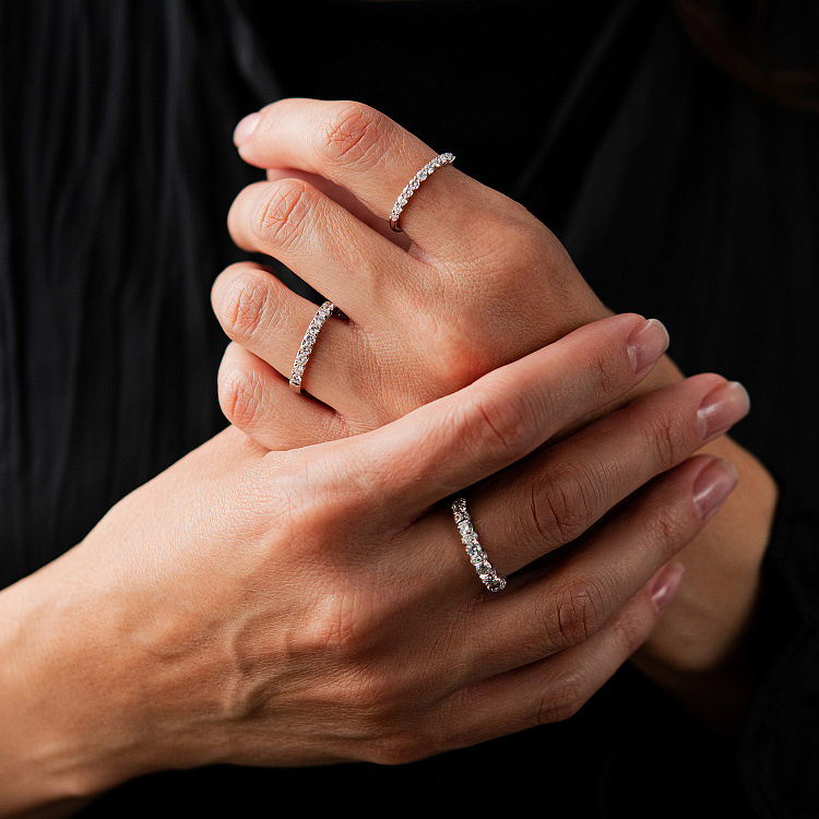 Золота каблучка "Сердечки" з діамантами кб0514cha від ювелірного магазину Онікс - 6