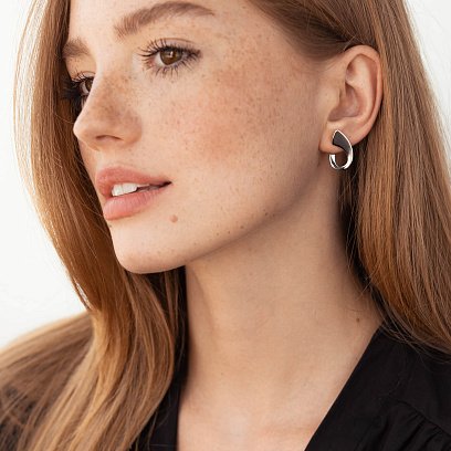 Серьги "Шарлотта" в белом золоте с08009 №2