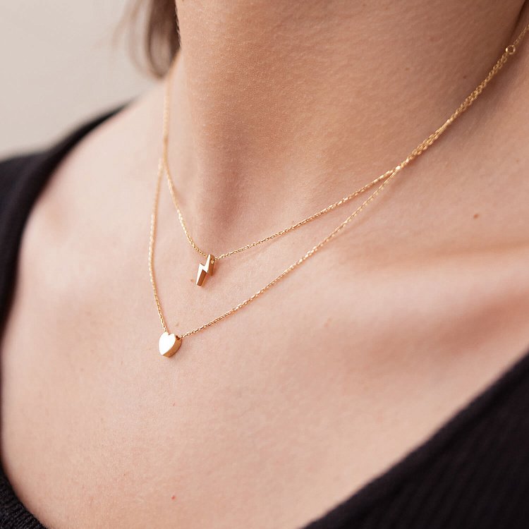 Подвійне золоте кольє "Блискавка та сердечко" кол02311 від ювелірного магазину Онікс - 7