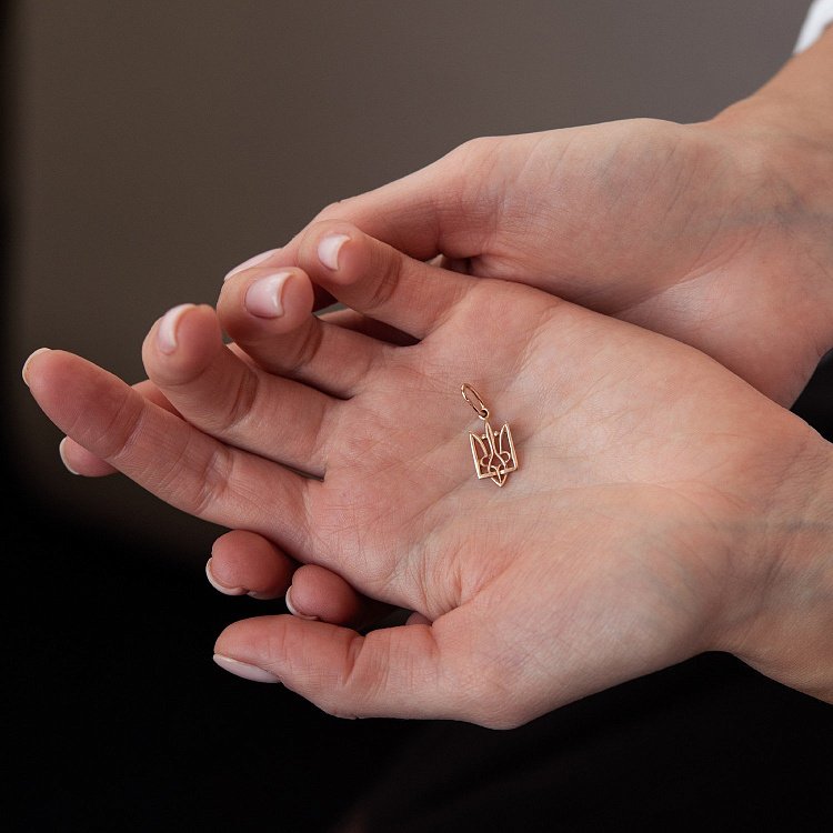 Золотая подвеска Герб Украины "Тризуб" п01820 от ювелирного магазина Оникс - 1