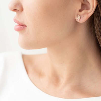 Золоті сережки - пусети "Пташки" с06888 №5