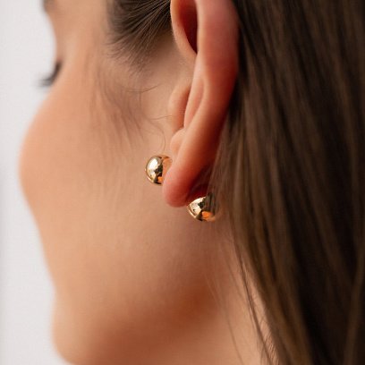 Серьги "Шарики" в желтом золоте с08243 №3