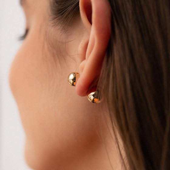 Серьги "Шарики" в желтом золоте с08243 №3