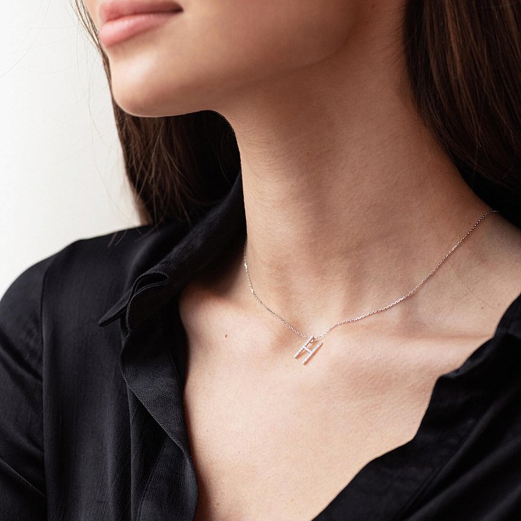 Золотое колье с буквой "Н" с бриллиантами 133761121 от ювелирного магазина Оникс - 4