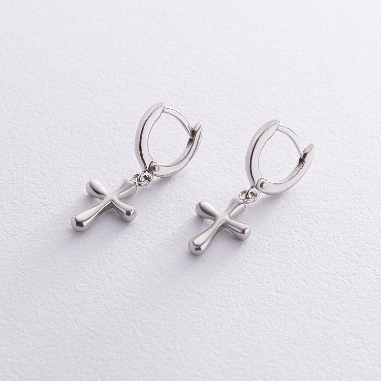 Срібні сережки "Хрестики" 122201 від ювелірного магазину Онікс - 2