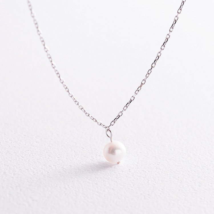 Кольє з перлиною (біле золото) кол02400 від ювелірного магазину Онікс