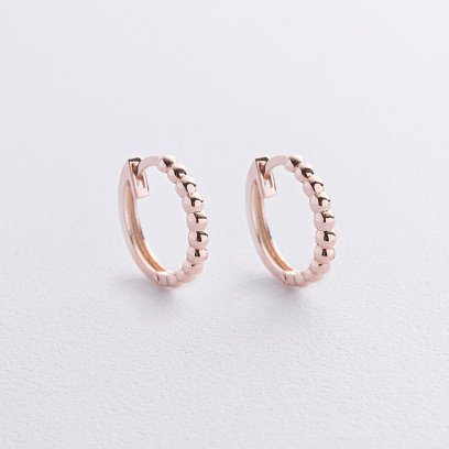 Серьги - кольца в красном золоте (шарики) с09043