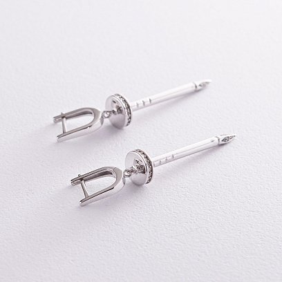 Сережки "Цвях" у білому золоті (фіаніти) с08164 №3