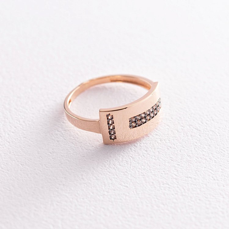 Кольцо в красном золоте с фианитами к06695 от ювелирного магазина Оникс - 2