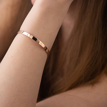 Жорсткий браслет "Love" із червоного золота б05177 №4