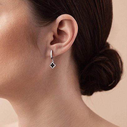 Сережки "Конюшина" в білому золоті (емаль) с07535 №6