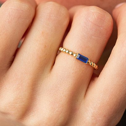 Золота каблучка "Аннабель" з синім фіанітом к07182 №2