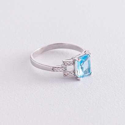 Серебряное кольцо (фианиты, кварц) 1520/1р-QSWB №5