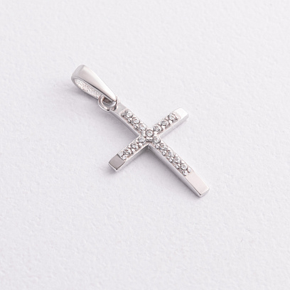 Крестик в белом золоте (фианиты) п04051