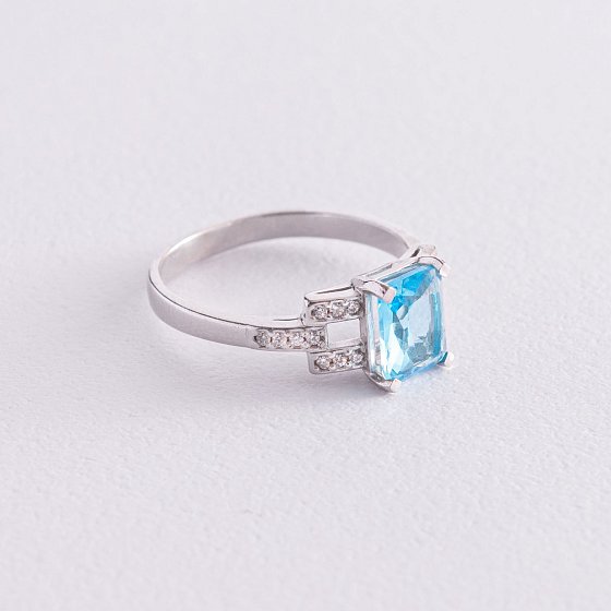 Серебряное кольцо (фианиты, кварц) 1520/1р-QSWB №5