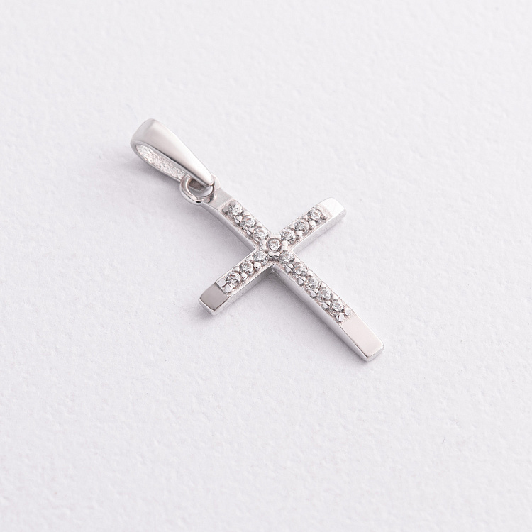 Крестик в белом золоте (фианиты) п04051 от ювелирного магазина Оникс