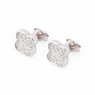 Срібні сережки-пусети з фіанітами "Клевер" 121662 от ювелирного магазина Оникс - 2