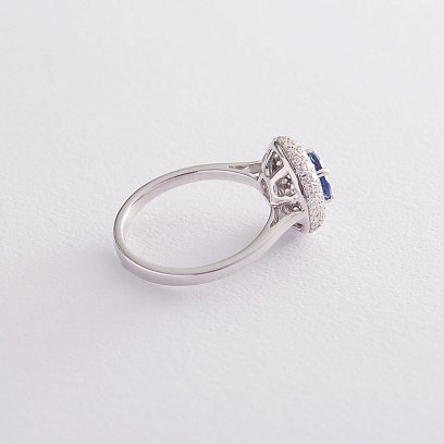 Золота каблучка з сапфірами і діамантами R12304DSaj №3