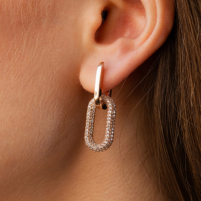 Сережки "Daniela" з фіанітами (червоне золото) с09033 №5