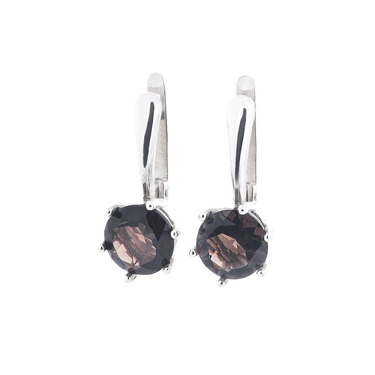 Серебряные серьги (дымчатый топаз) 12514 от ювелирного магазина Оникс