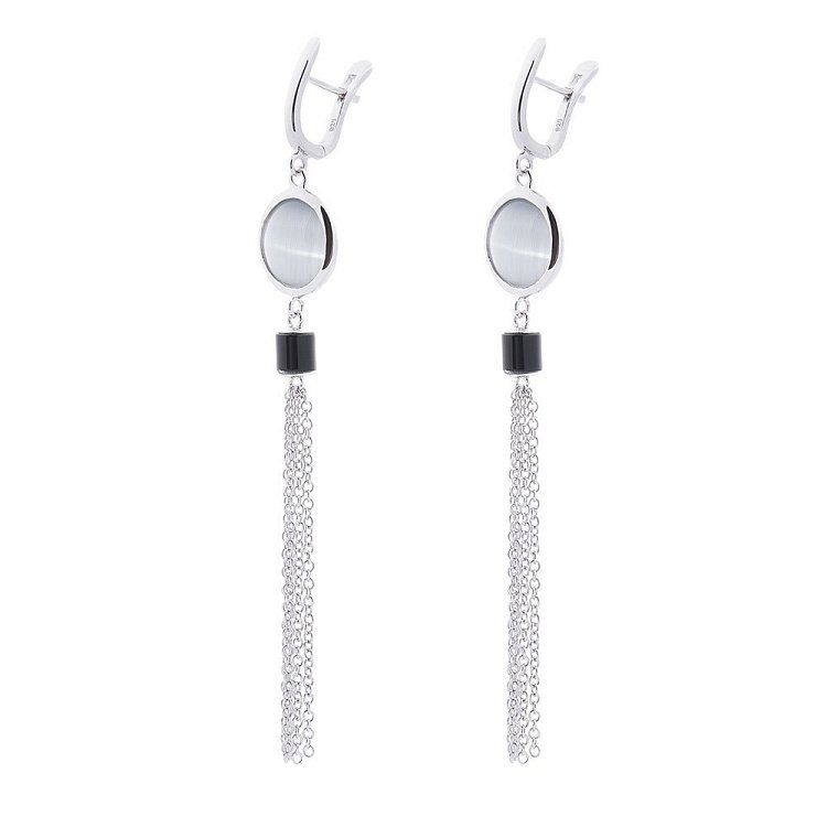 Срібні сережки (агат, ім.улексит) 122278 від ювелірного магазину Онікс - 1