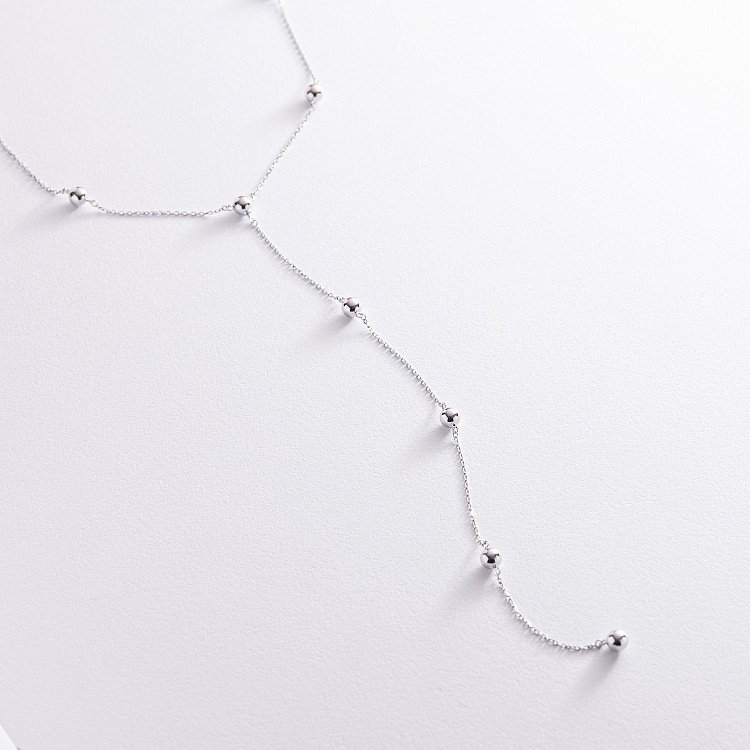 Колье - галстук 2 в 1 "Шарики" в белом золоте кол02065 от ювелирного магазина Оникс