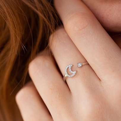 Золотое кольцо "Луна" с бриллиантами 27441121 №7